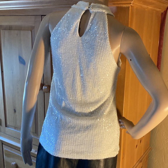 Sparkly Sequin White Lined Racerback Top NWT - Picture 3 of 6